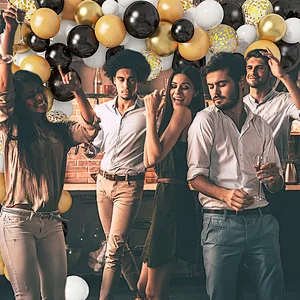 137Pcs Metallic Confetti Latex Balloons Arch Garland Kit for Men Women Birthday Party Graduation Anniversary Wedding Decorations