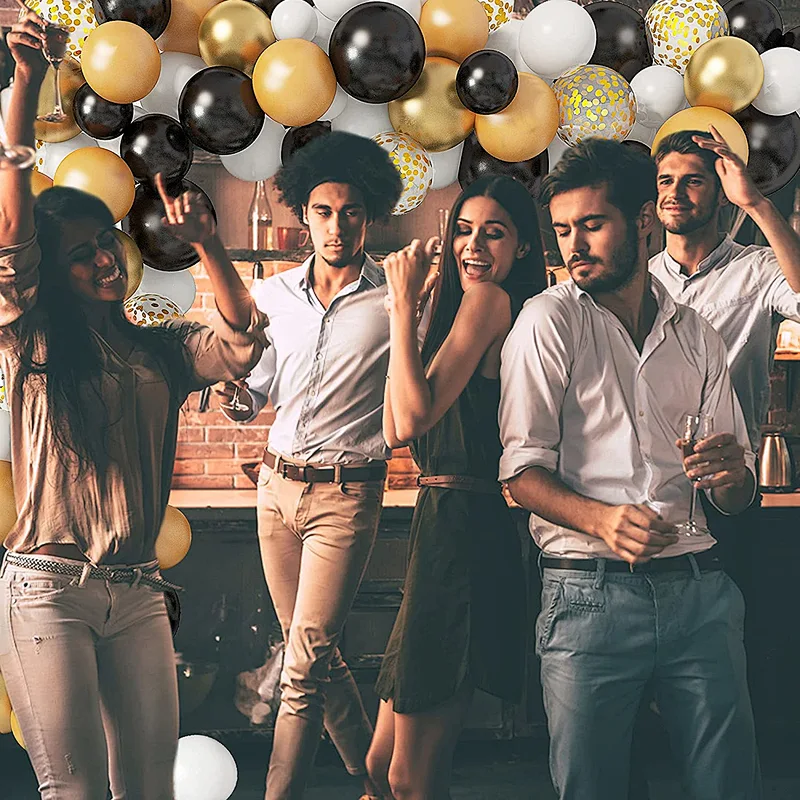 137Pcs Metallic Confetti Latex Balloons Arch Garland Kit for Men Women Birthday Party Graduation Anniversary Wedding Decorations