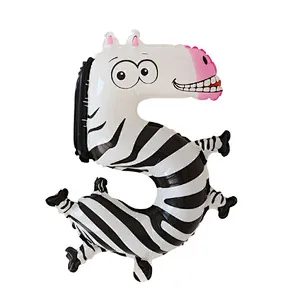 16inch cartoon animal number aluminum foil balloon birthday decoration balloon 0-9 number foil balloon