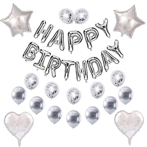 Blue Happy Birthday Balloons Set Letter Foil Balloons and Latex Balloons for Birthday Party Decoration