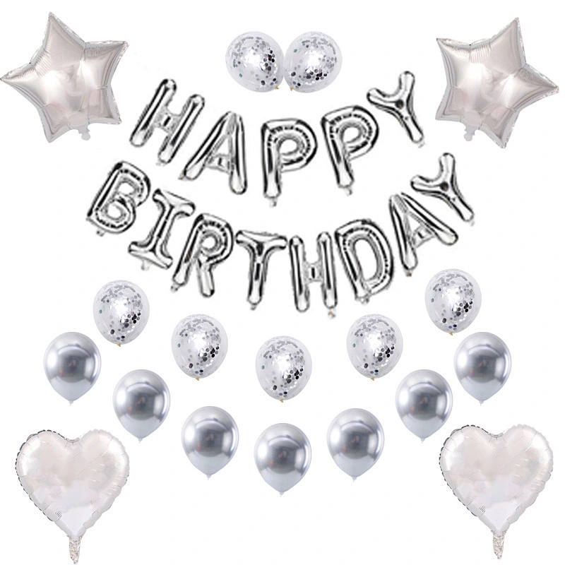 Blue Happy Birthday Balloons Set Letter Foil Balloons and Latex Balloons for Birthday Party Decoration