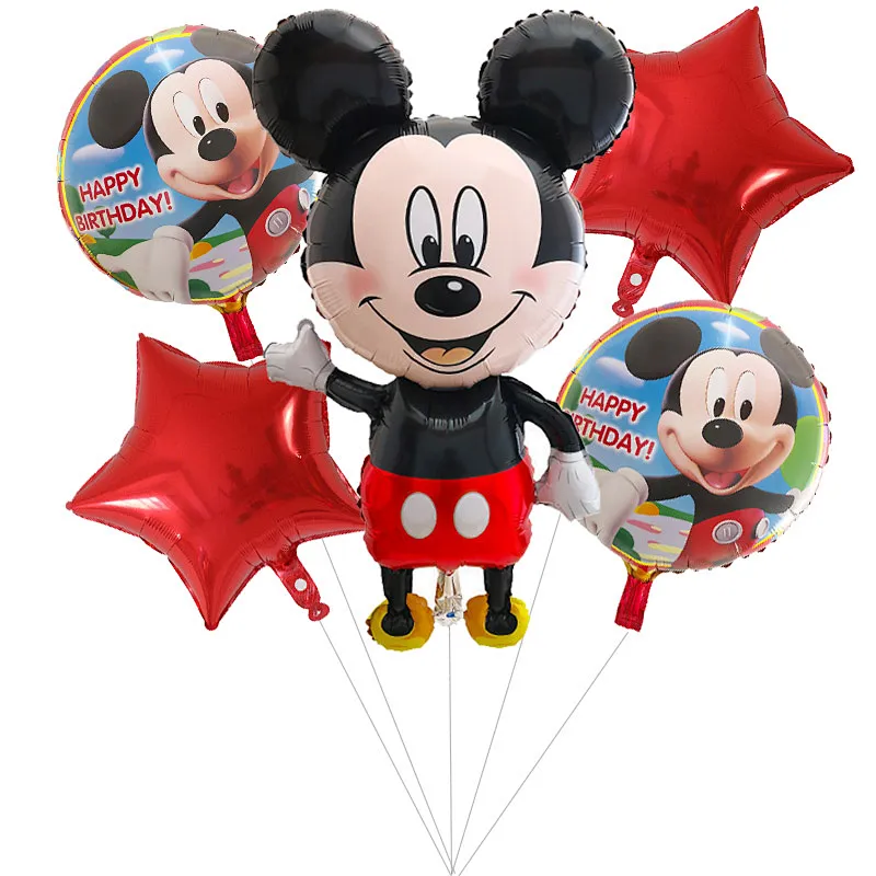 Hot Selling Mickey Mouse Minnie Shape Helium Foil Balloons Set 18 Inch Round Star Globos For Party Decoration