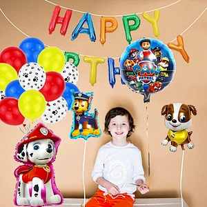 Wholesale Paw- Patrol Happy Birthday Banner foil Balloons Dog Patrol Party Supplies