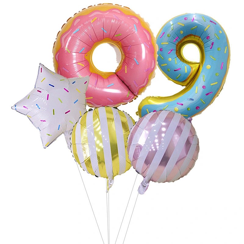 Donut Birthday Party Decorations Mylar Balloon Donut Globos Theme Party Supplies Baby Shower Home Decoration Birthday Backdrop