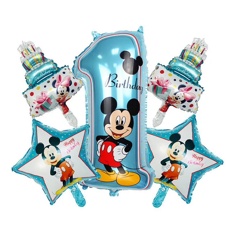 5pc infant toy Mickey Mouse balloon Mickey Minnie birthday party decorations kids Baby shower balloons