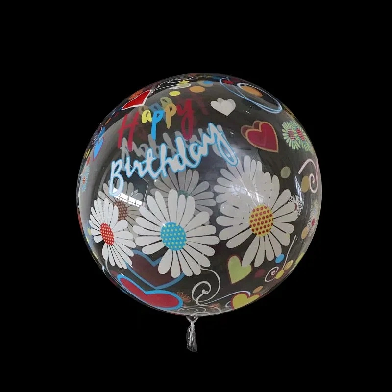 Hot Selling 20inch Transparent PVC Printed Bobo Balloon Inflatable Bobo Balloons Wedding Birthday Baby Shower Decoration Supplies