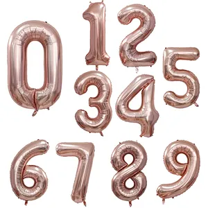 wholesale 16 inch Number foil balloons Foil Balloons with gold silver rose gold color For Birthday Party Decoration