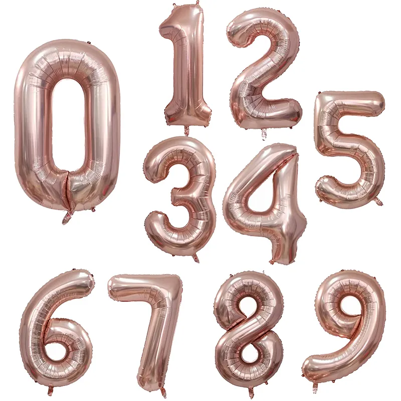 wholesale 16 inch Number foil balloons Foil Balloons with gold silver rose gold color For Birthday Party Decoration