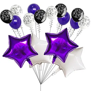 Hot Sale Birthday Party Decoration 18 Inch Foil Star Balloon 12 Inch Printed Latex Balloon Set
