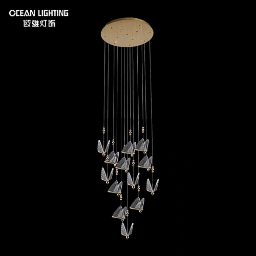 Entry Luxury Golden Shiny Butterfly Metal Crystal Lighting 3W*13 Heads LED Chandeliers