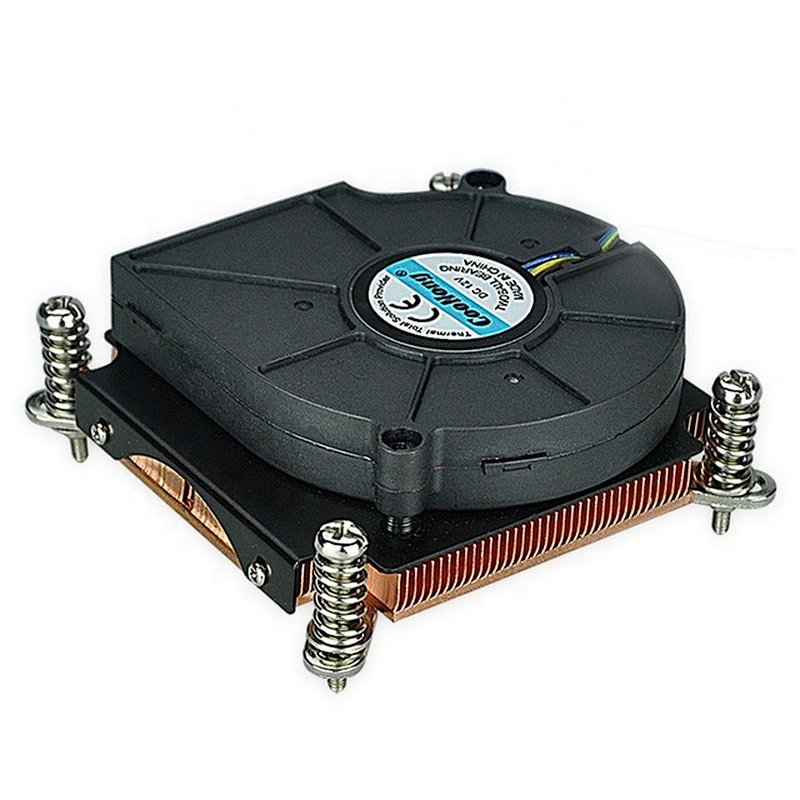 Top selling Intel processor copper skiving cpu cooler 1U LGA1155 heat sink with blow fan
