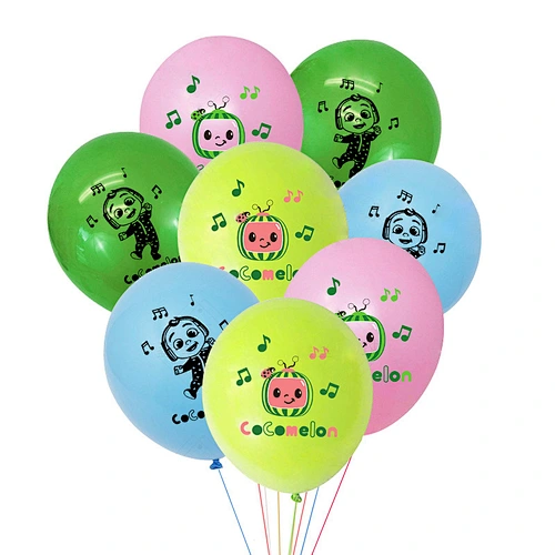 Hot sale cute cocomelon theme balloon boys and girls birthday party decoration latex balloon
