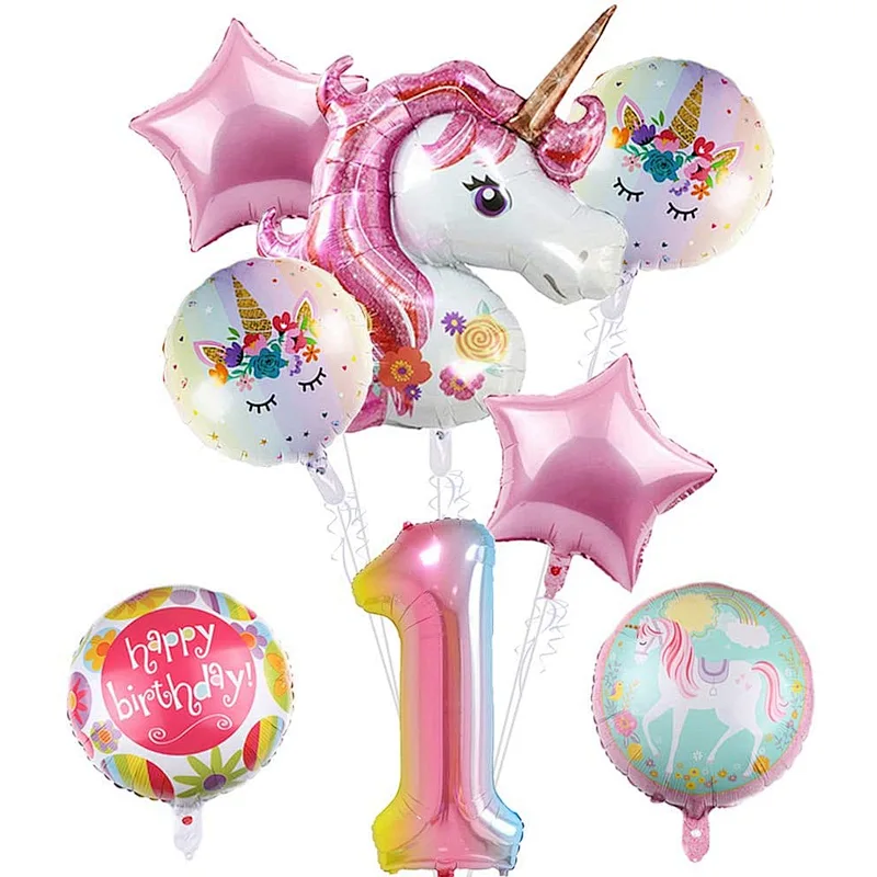 Unicorn Aluminum Film Balloon Set For Baby Shower Kids 1 years old deacoration balloon set