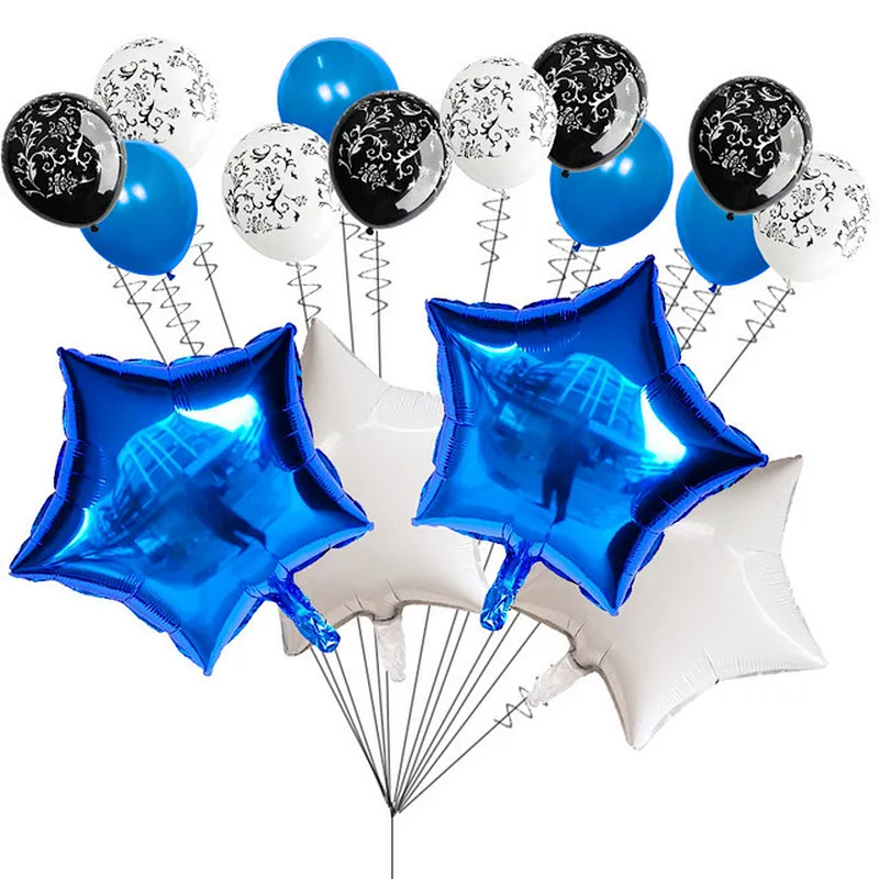 Hot Sale Birthday Party Decoration 18 Inch Foil Star Balloon 12 Inch Printed Latex Balloon Set