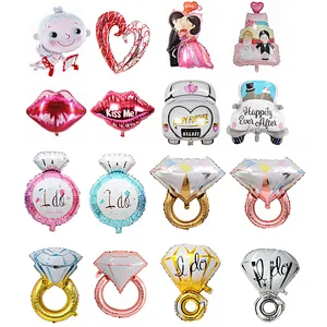 Whosale Multiple Style Weeding Decoration Foil Balloons Red Heart Love Letter Lip Inflatable Aluminum Film Balloon For Happy Valentines Day Bride Shower Decoration