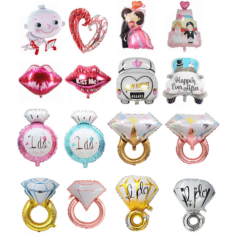 Whosale Multiple Style Weeding Decoration Foil Balloons Red Heart Love Letter Lip Inflatable Aluminum Film Balloon For Happy Valentines Day Bride Shower Decoration