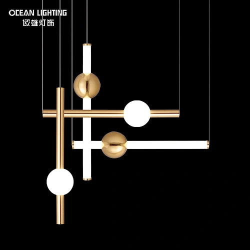 Modern Simple Multiple Combination Glass Iron Horizontal Vertical Straight Tube Ball 60W LED Chandeliers