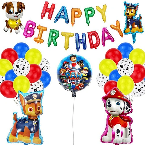 Wholesale Paw- Patrol Happy Birthday Banner foil Balloons Dog Patrol Party Supplies