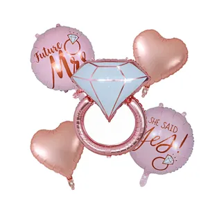 1set Diamond Ring Foil Balloon 22inch Rose Gold Bride to Be Balloon Letter Balloon Bridal Shower Wedding Engagement Decoration