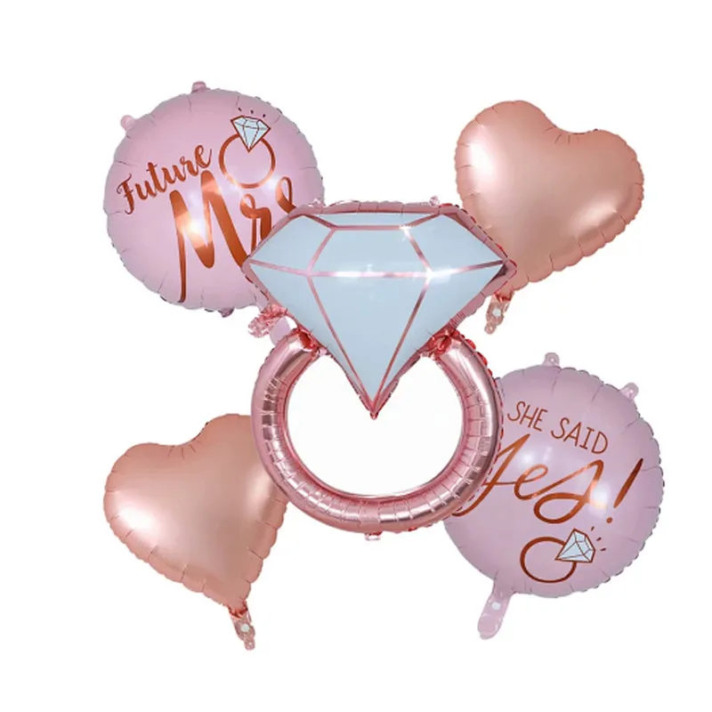 1set Diamond Ring Foil Balloon 22inch Rose Gold Bride to Be Balloon Letter Balloon Bridal Shower Wedding Engagement Decoration