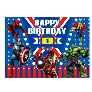 Cartoon Background Cloth Super Hero Mickey Minnie Boss Baby Theme Backdrop For Children Birthday Party Decoration Cloth