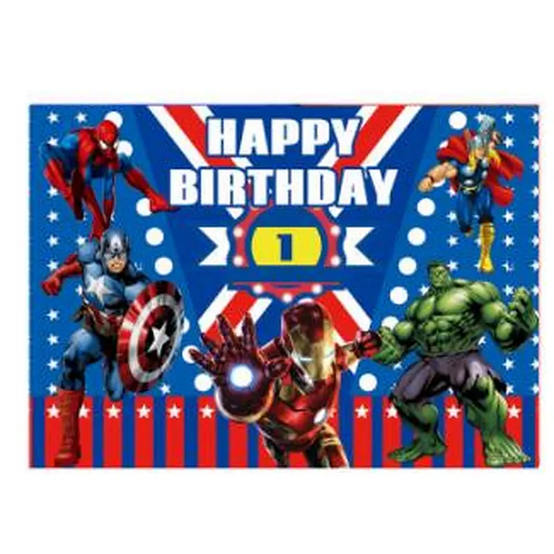 Cartoon Background Cloth Super Hero Mickey Minnie Boss Baby Theme Backdrop For Children Birthday Party Decoration Cloth