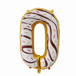 32inch Number Donuts Cake Dessert Print Figure Foil Balloons For Kids Birthday Party Decor Supplies Sweet Number Balloon