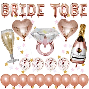 Bride to be balloon set with Chapmpane Diamond Ring Foil Balloon And Confetti Latex Balloon for Weeding Valentines Day Party Engagement ceremony Decorations