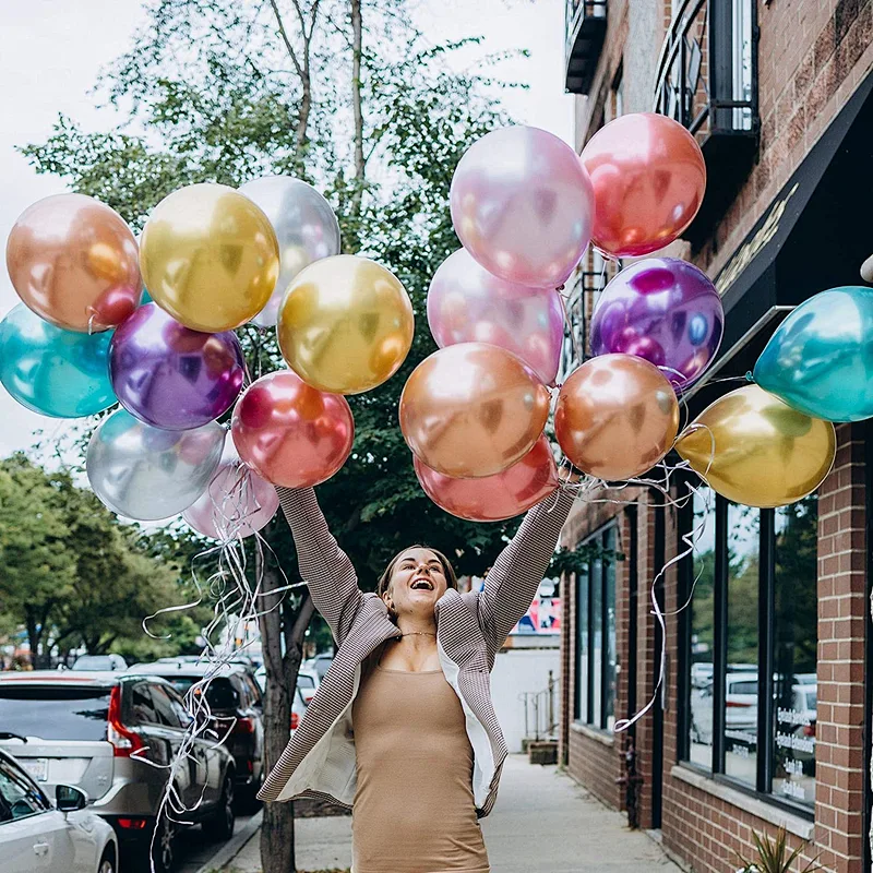 50pcs Metallic Latex Balloons Assorted Color 12 inch 8 Kinds of Shiny Chrome Latex for Birthday Anniversary Wedding Engagement Party Decorations
