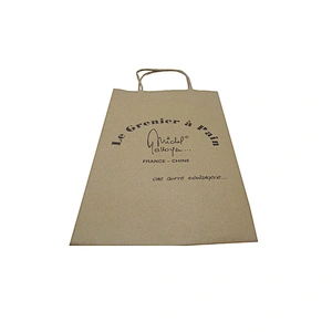 Custom flat handle brown kraft food paper bag manufacturer