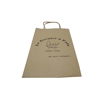 Custom flat handle brown kraft food paper bag manufacturer