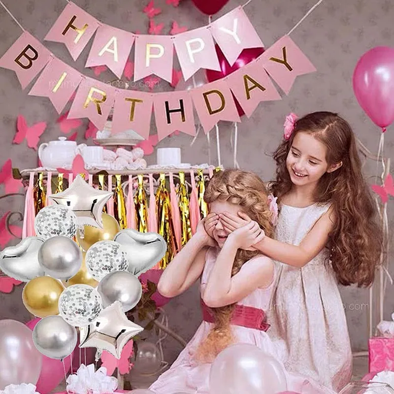 13PCS Confetti Sequin Latex Balloon Set Birthday Party Wedding Decoration Globos Silver Heart Star shape Foil Helium Balloon