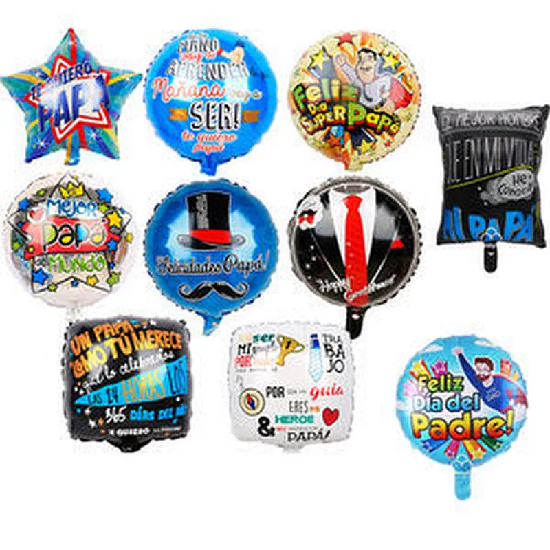 Wholesale 18inch Spanish Happy Father's Day Helium Globos Feliz Dia Super Papa helium Balloons father mother Party Decoration