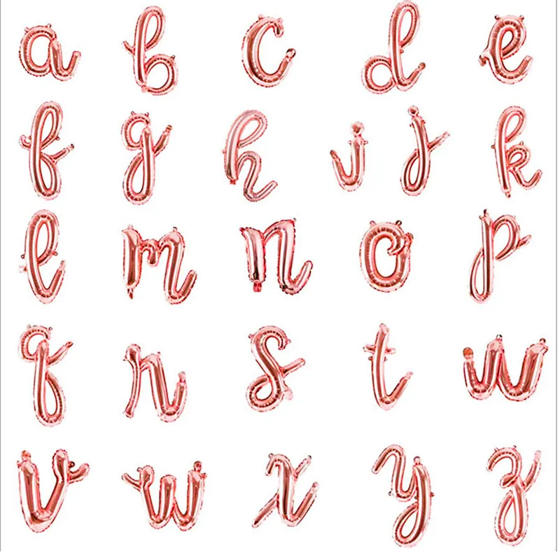 16 inch lowercase cursive a-z letters aluminum cursive birthday foil balloon letter alphabet balloons wedding decoration