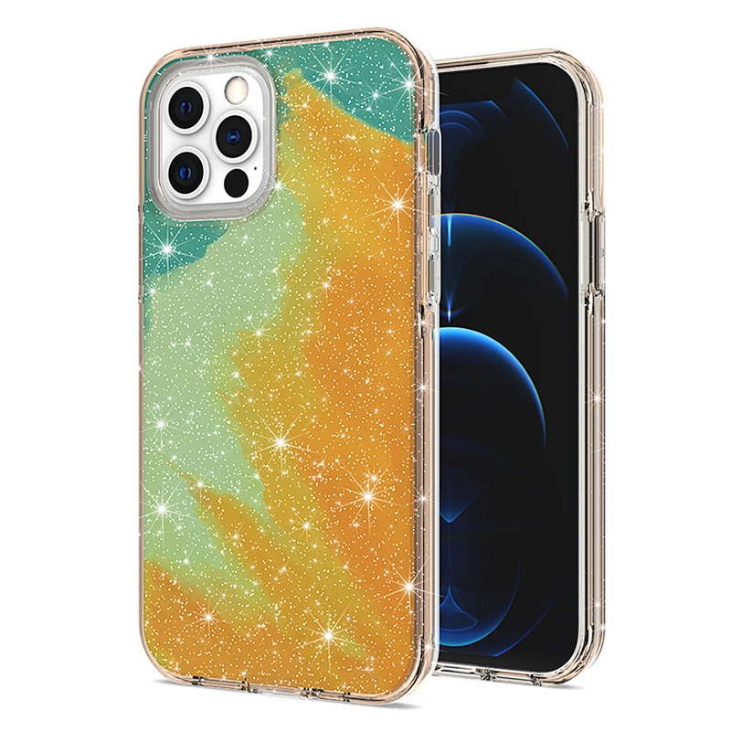 Luxury high relief custom printing glitter cell mobile phone cover case for IPhone 13 Pro Max 12S