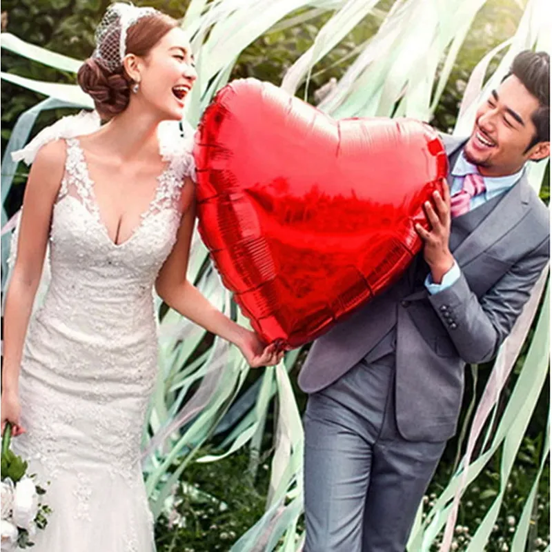 Big Heart Balloon 75cm Red Heart Shape Air Party Balloons Valentines Day Wedding Love Decorations Marriage Supplies Foil Balloon