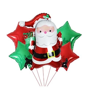 5pcs Merry Christmas Foil Balloons Set Santa Claus Snowman Tree Stockings Bells Helium Globos New Year Xmas Party Decorations