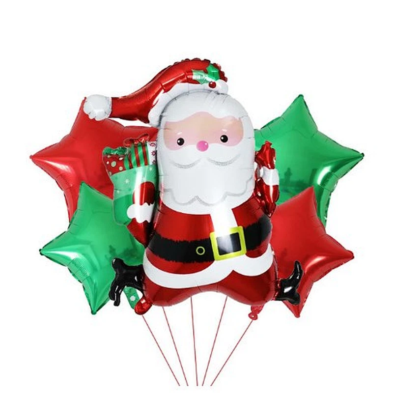 5pcs Merry Christmas Foil Balloons Set Santa Claus Snowman Tree Stockings Bells Helium Globos New Year Xmas Party Decorations