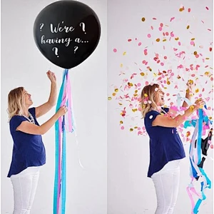 36 Inch Black Gender Reveal Balloon Boy or Girl Gender Reveal Party Latex Balloons Baby Decorations Confetti Balloon Supplies