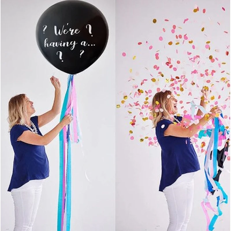 36 Inch Black Gender Reveal Balloon Boy or Girl Gender Reveal Party Latex Balloons Baby Decorations Confetti Balloon Supplies