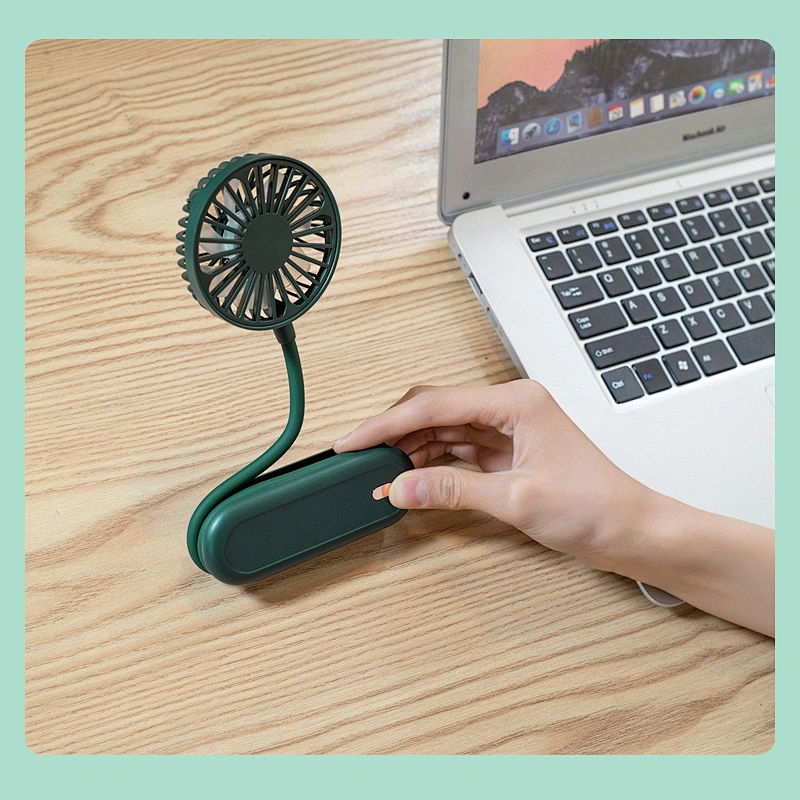 Hand Free Personal USB Rechargeable Mini Portable LED Hanging Neck Band Hung Cooling Fan with 1200mah battery