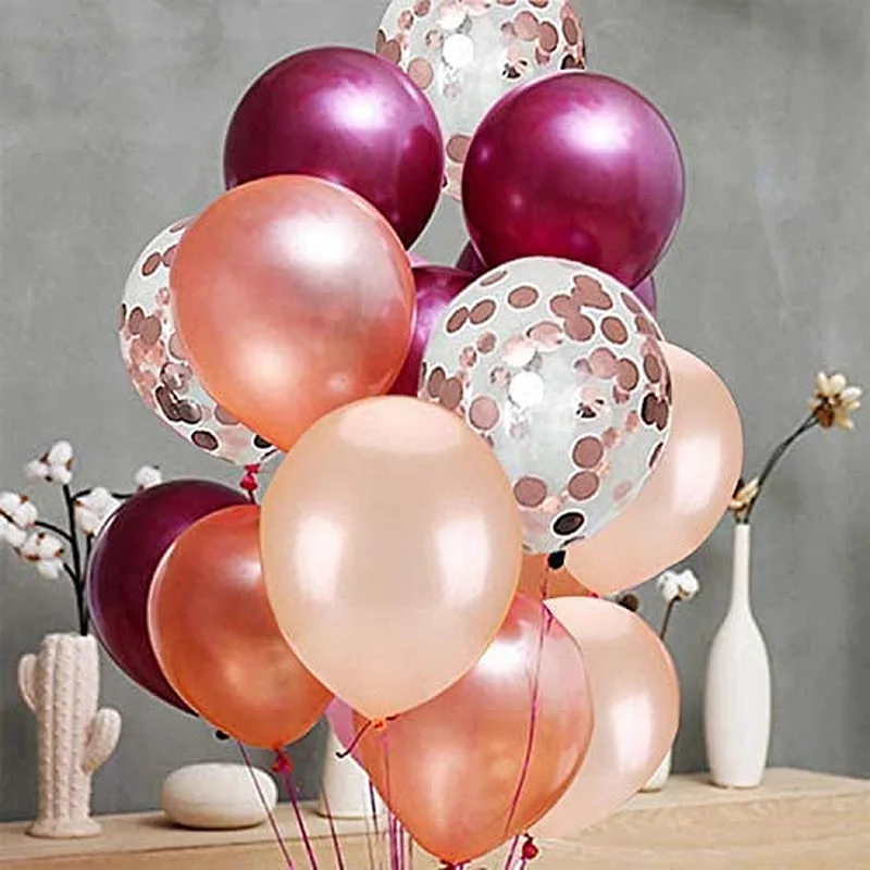 62pcs 12inch Rose Gold Confetti Latex Balloons Bouquet Garland Kit for Wedding Birthday Girl Party Background Decorations Globos