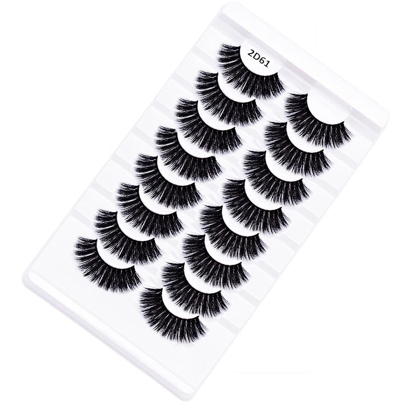 8Pairs Silk Private Label Faux Mink Eyelash Easy PP Box Wholesale Eyelash Glue Customise Only 18MM Mink Eyelashes Black Soft EAS