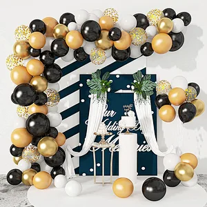 137Pcs Metallic Confetti Latex Balloons Arch Garland Kit for Men Women Birthday Party Graduation Anniversary Wedding Decorations