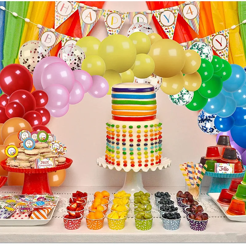 110pcs Rainbow Confetti Balloons Arch Kit Colorful Garland for Birthday Circus Fiesta Wedding Baby Shower Party Decorations
