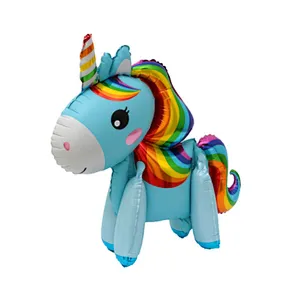 3D Unicorn Balloons Walking Animal Balloons Aluminum Foil Balloons for Birthday Party Baby Shower Decoration Supplies