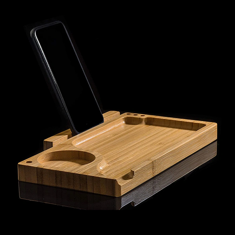 Amazon hot-selling weed bamboo wood stash box with brush