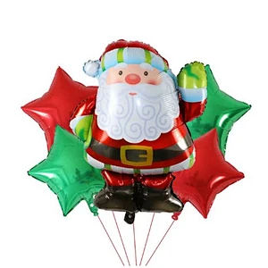 5pcs Merry Christmas Foil Balloons Set Santa Claus Snowman Tree Stockings Bells Helium Globos New Year Xmas Party Decorations