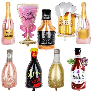 Lagrge wine Whiskey Bottle foil Balloon 30 years old Happy Birthday Party Decor Aged To Perfection holiday Theme supplie