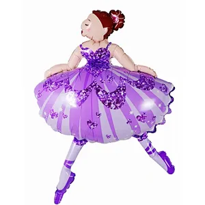 Ballet girl cartoon baby birthday first birthday party decorated with dancing princess aluminum-film balloons